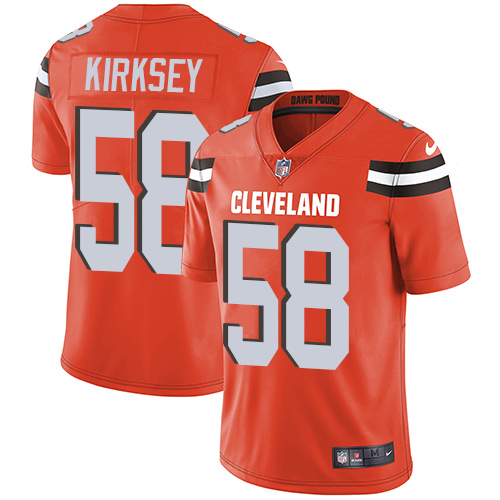 Nike Browns #58 Christian Kirksey Orange Alternate Men's Stitched NFL Vapor Untouchable Limited Jersey - Click Image to Close